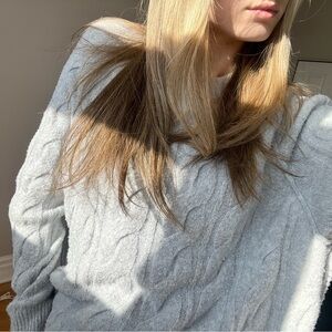 Aerie Soft Gray Cable Knit Sweater